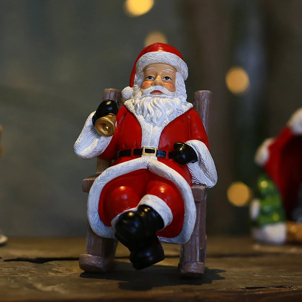 

Santa Claus Ornament Decoration Merry Decorations Christmas Rustic Rocking Chair Resin Figurine Outdoor