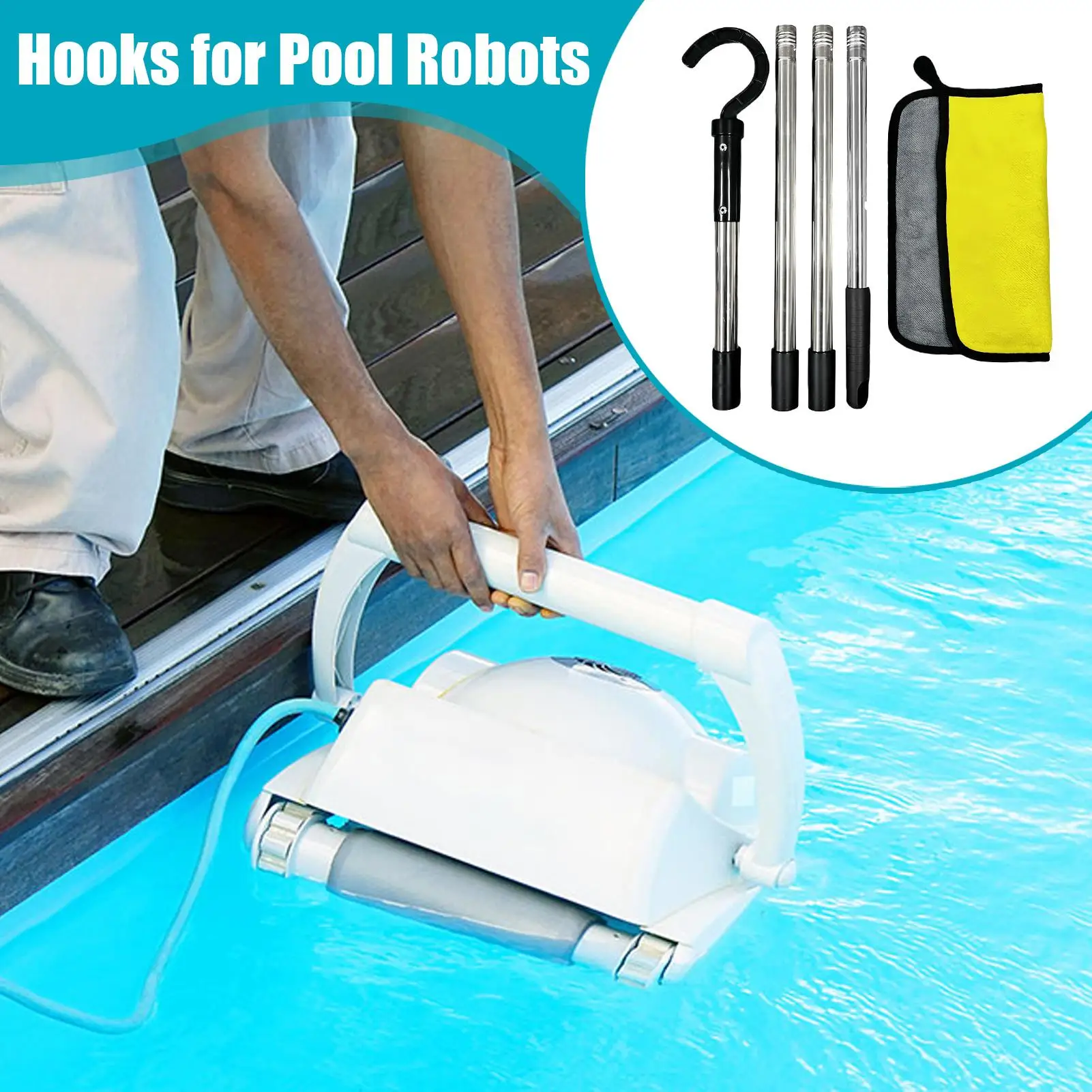 

Pool Pole Hook Removable Pool Cleaner Hook Cleaner Replacement Parts For Ground Underwater Swimming Fountain Raft Cleaning