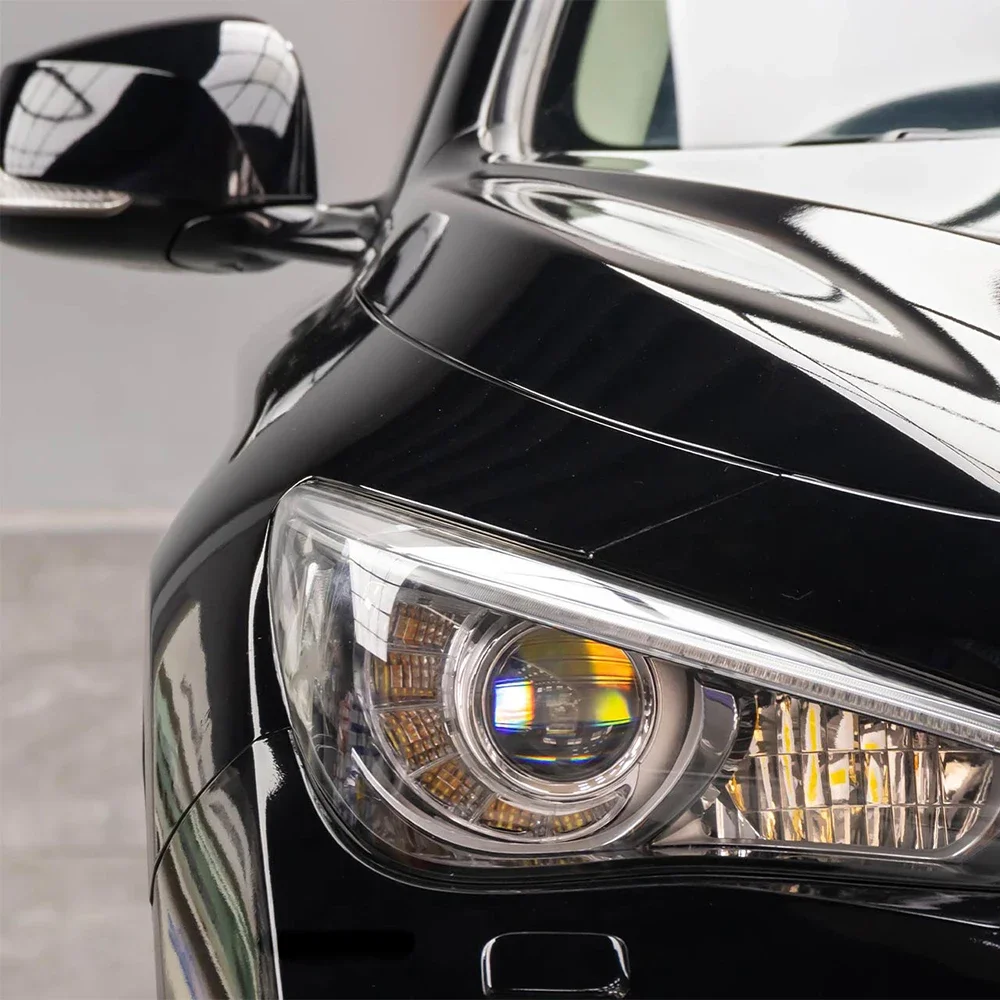 قسط لامع مشرق أسود ذاتية اللصق الفينيل سيارة التفاف فيلم مركبة صائق السيارات ديكور فيلم فقاعة الهواء الحرة ورقة القائمة على الحزمة #3