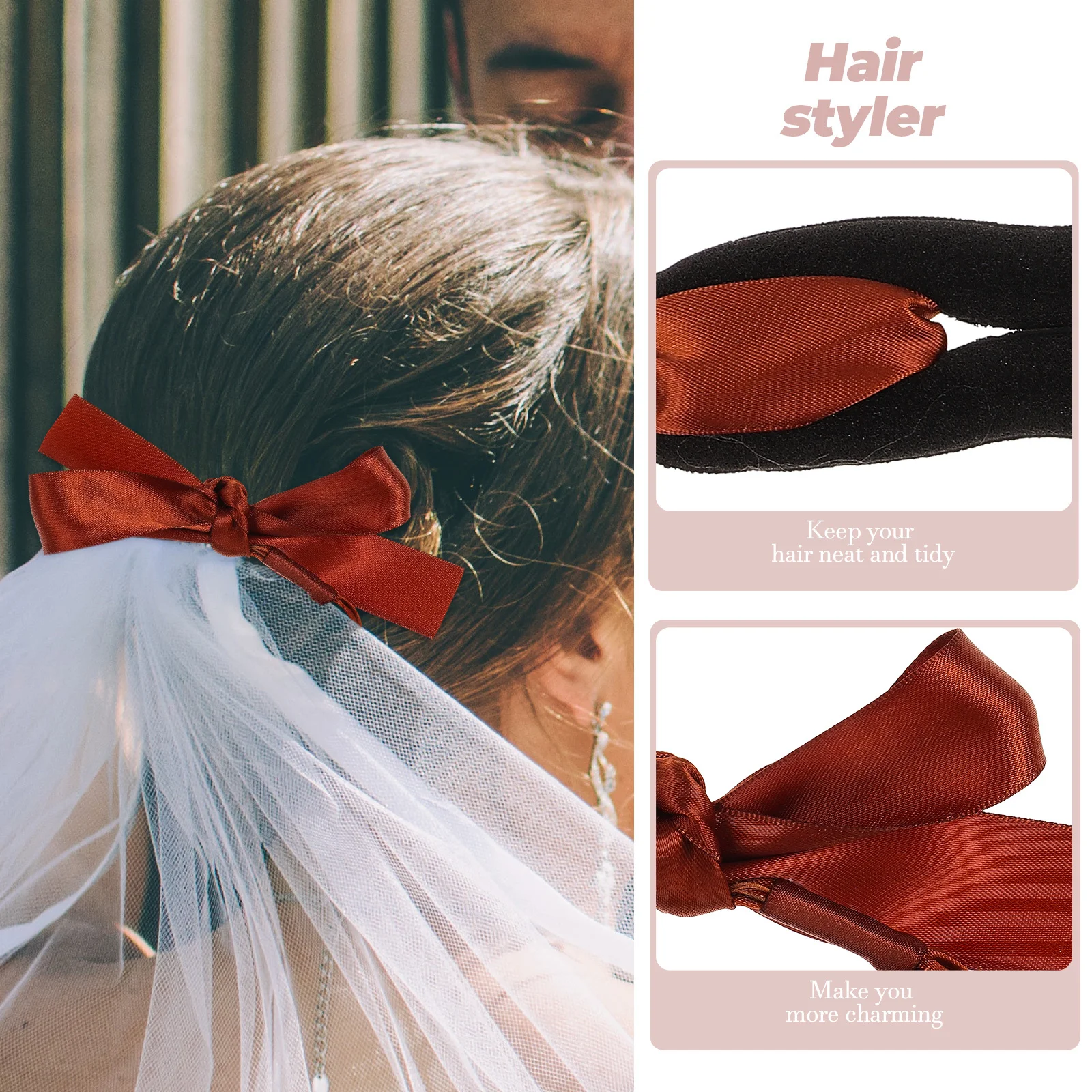 

3Pcs Hair Donut Bun Rings Ribbon French Bun Maker Hairband Turban Perfect for Weddings Proms Daily Hair Styling Donut Ponytail