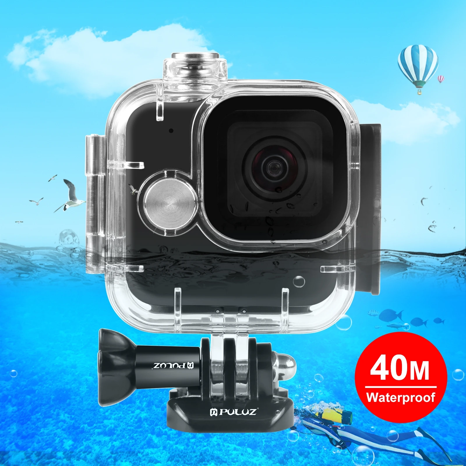 PULUZ 40m Underwater Diving Protective Case For GoPro Hero11 Black Mini Camera Waterproof Housing Cover with Buckle Basic Mount