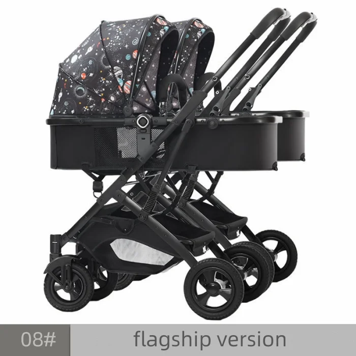 Custom Twins Baby Stroller Splitable Shock Absorption Multiple Weight Folding Sit and Lying Twin Baby Carriage Stroller