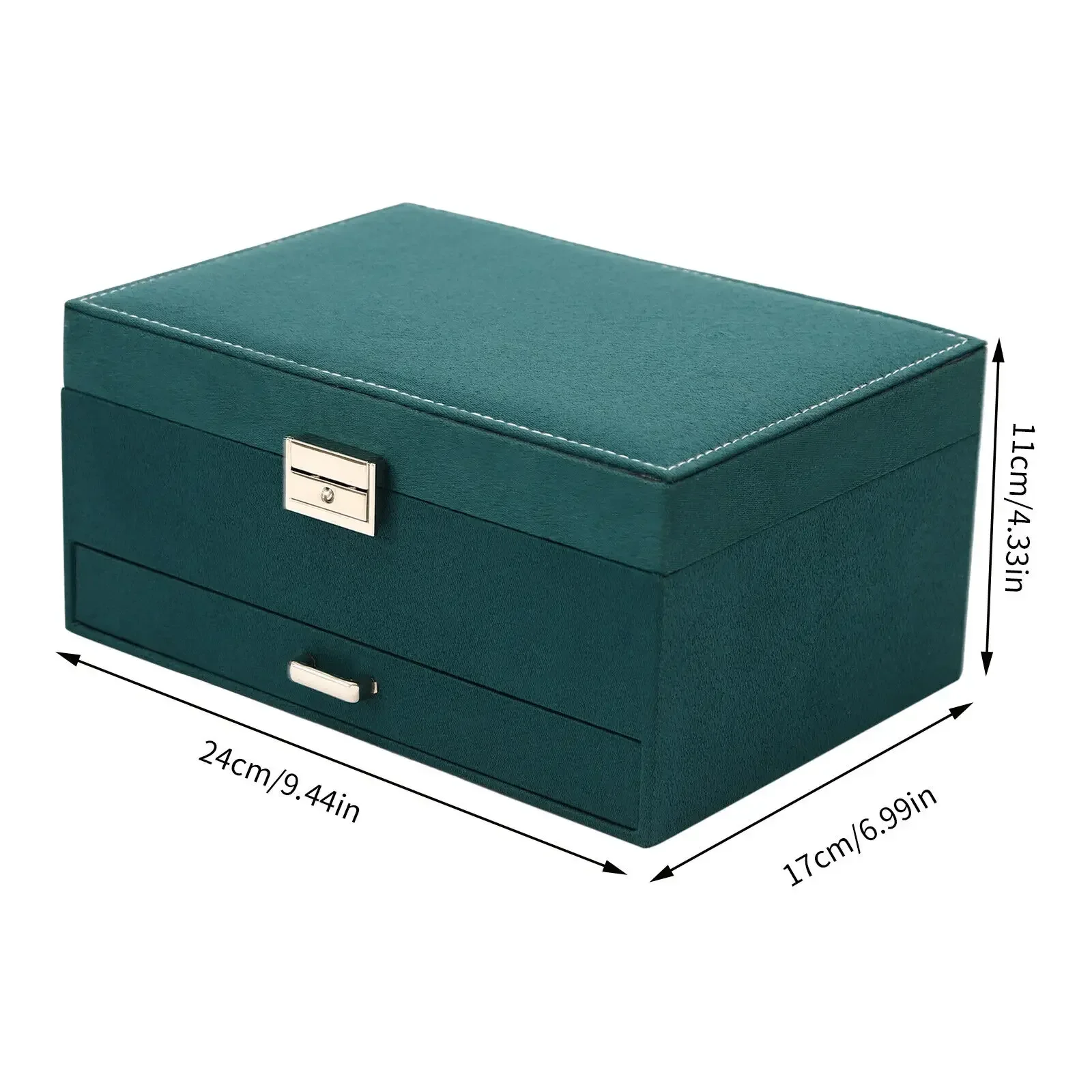 Jewellery Box with Safety Lock, 3-Layer Jewellery Organiser with 1 Drawers, Jewellery Storage, Plenty of Storage, 17x24x11cm