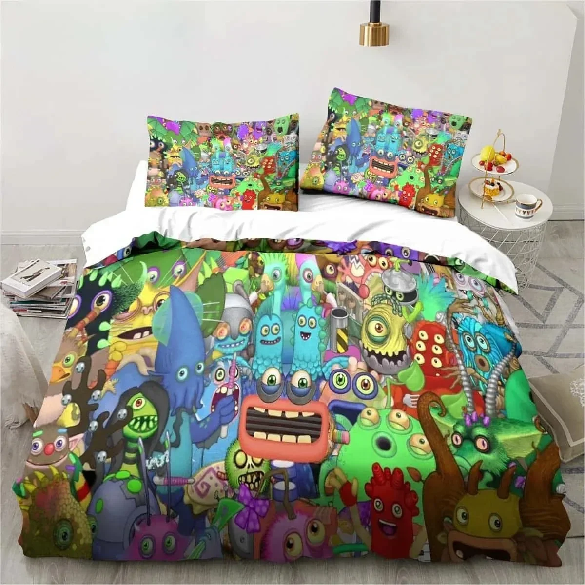 3D Print My Game Singing Monsters Printed Bed Set Duvet Cover Pillowcase Bedding Set Bed Linen Sheet Quilt Cover Queen King Size