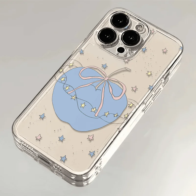 Blue Heart Pink Bow Case For Samsung A06 A04E A05S A04 A55 A54 A35 A14 A15 A15 A34 A24 A23 A21S A56 M55 M54 M23 M53 M33 Cover