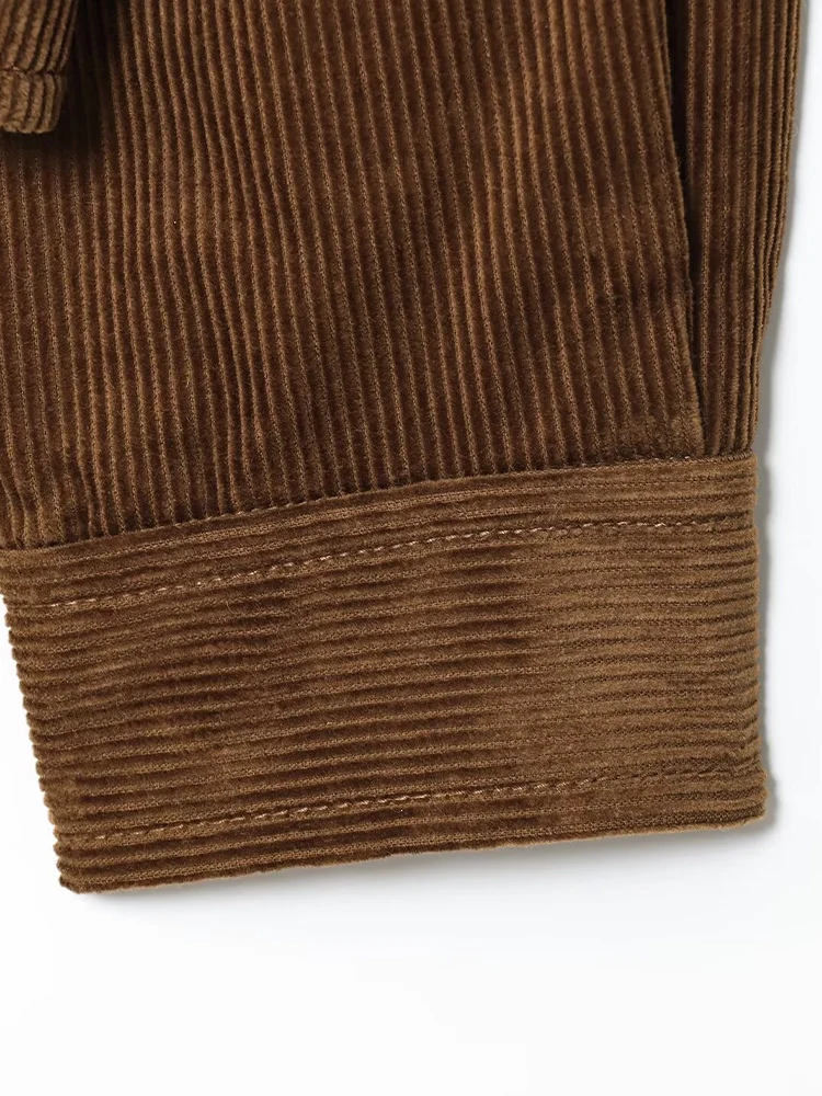 2025 패션 브랜드 가을 신상 여성 코듀로이 빅사이즈 긴팔 라펠 포켓 재킷