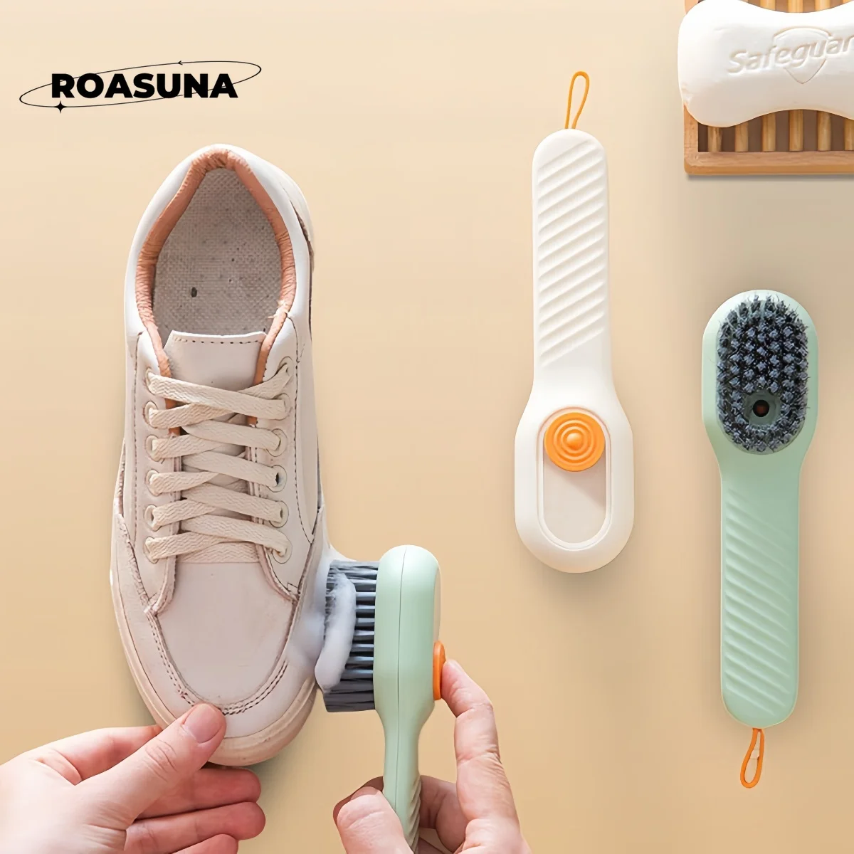 Multifunctional Long-Handle Shoe Brush with Press-Discharge Liquid Feature for Shoes & Clothes Cleaning - Household Essential