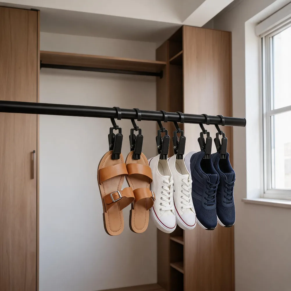 Adjustable Shoe Hanger Clips For Closet Rod Portable Shoe Organizer Clips For Home Dorm And Travel Use