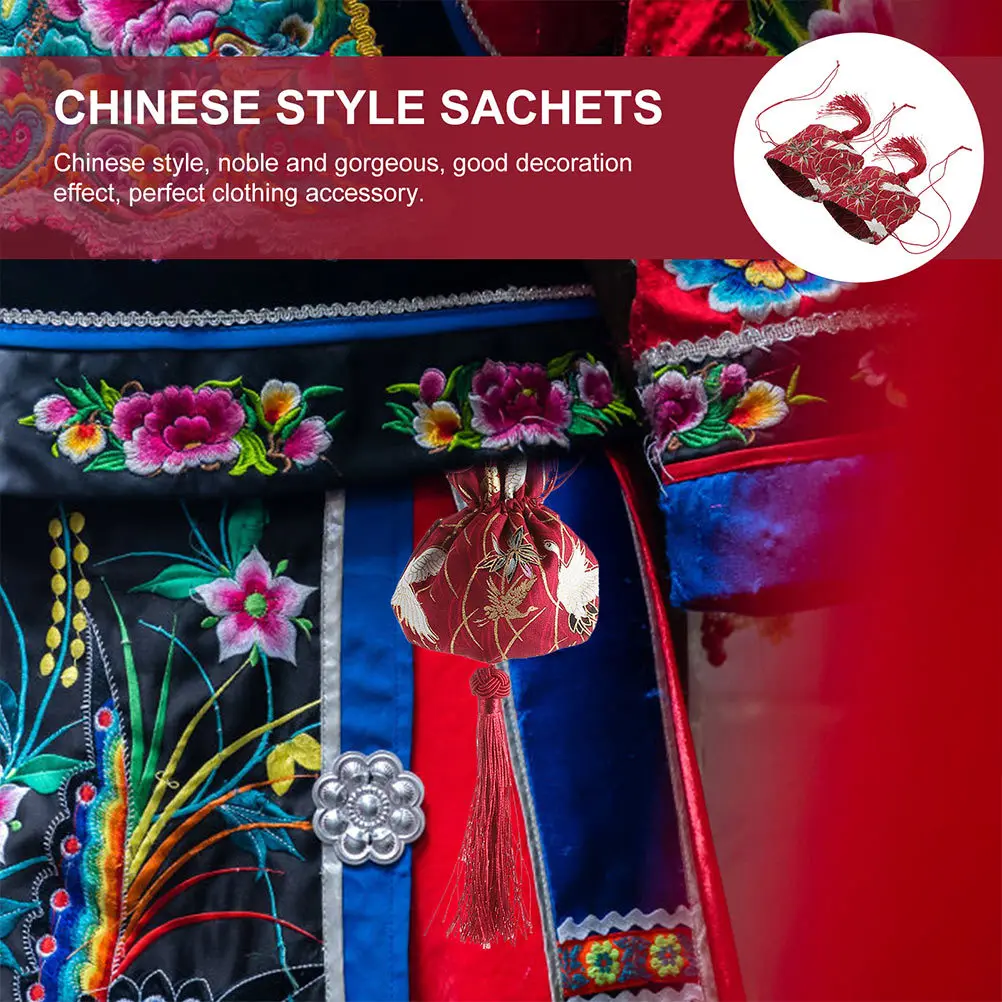 3Pcs Portable Empty Sachet Chinese Sachet Bag Cotton Material Simple Design Lightweight Convenient Carry Festival