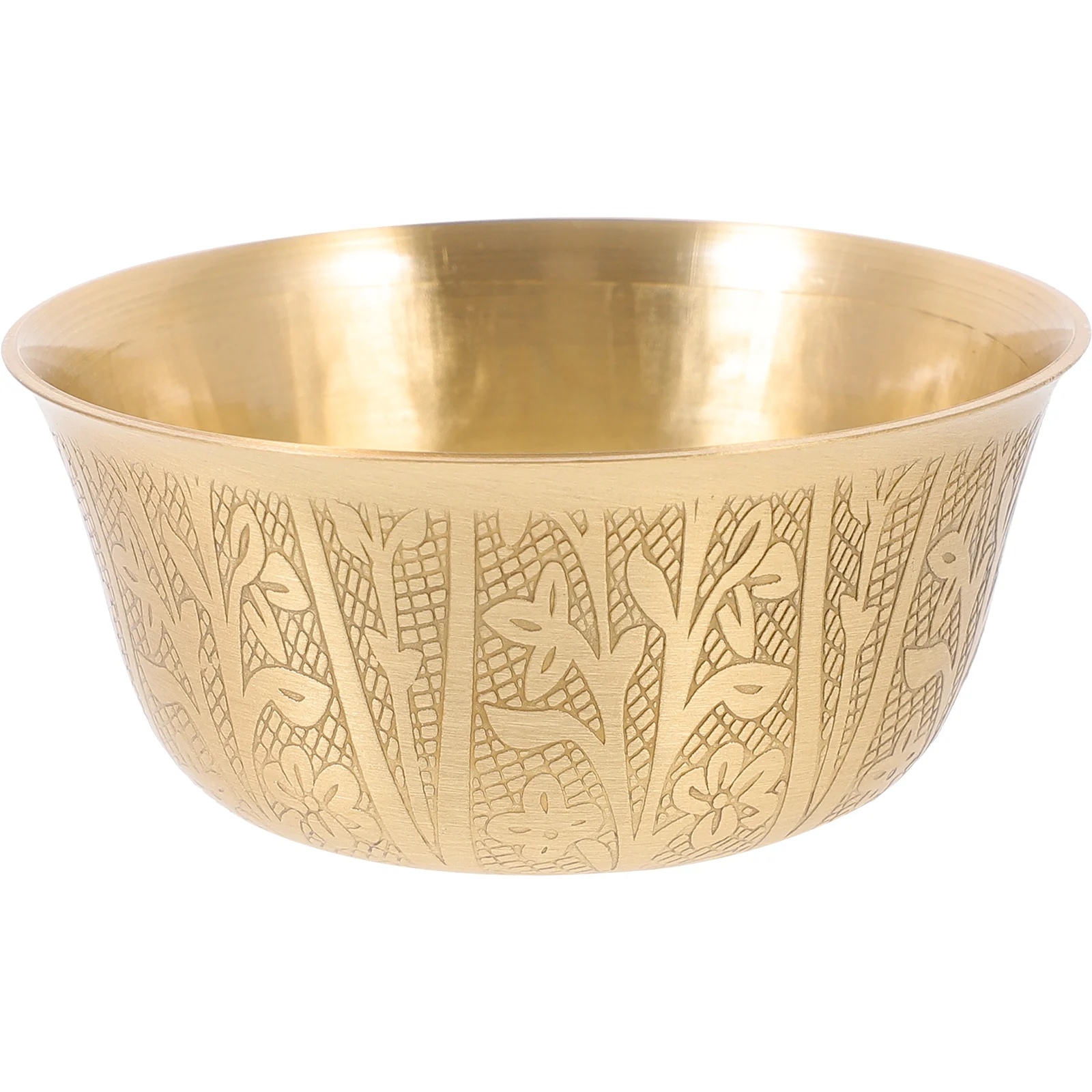 

Copper 3 Sizes Smooth Temple Bowl Golden Rice Offering Bowl Home Decor Pure Copper Carved Patterns Polished Edge