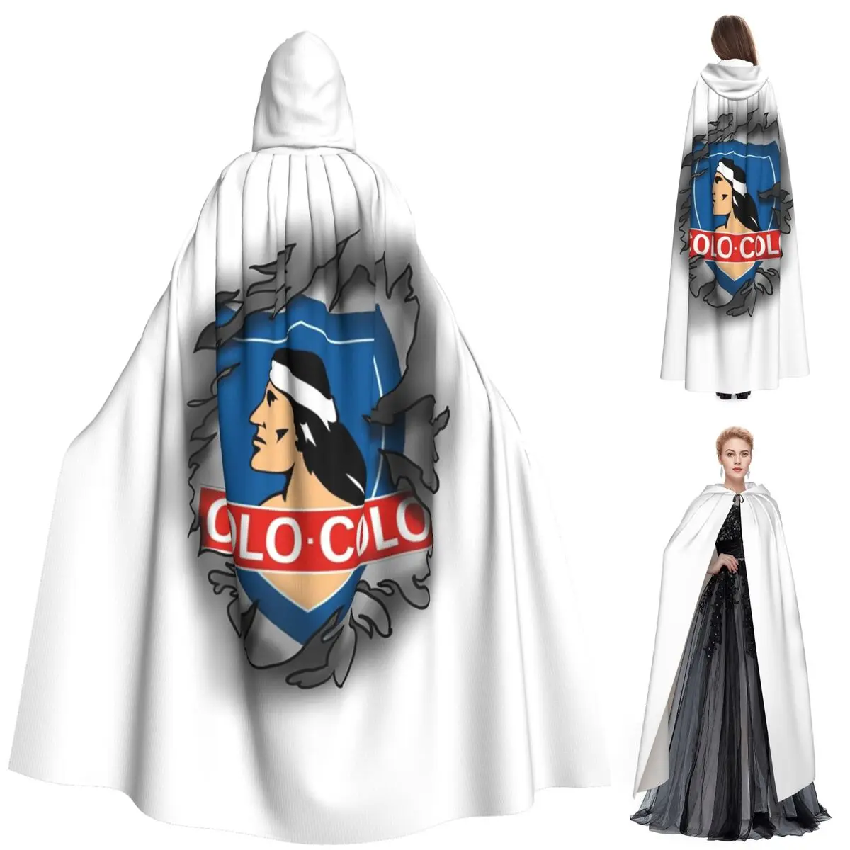 

Golden Colo-Colo Campeon DE Chile Long Hooded Cloak Witch Medieval Costume Cosplay Cape HalloweenParty Adult Unisex