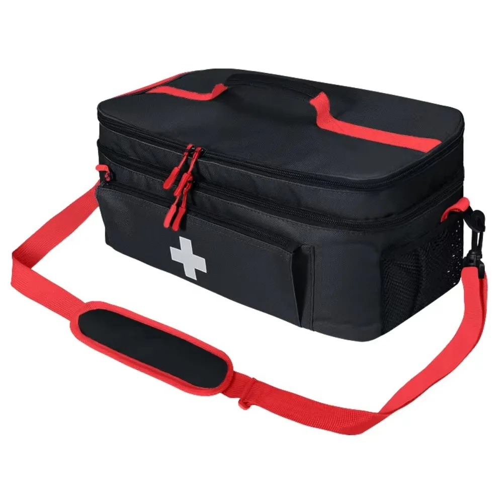 

Multi-functional Portable Medicine Bag with Adjustable Straps Double Zipper Emergency Medicine Box Detachable Divider