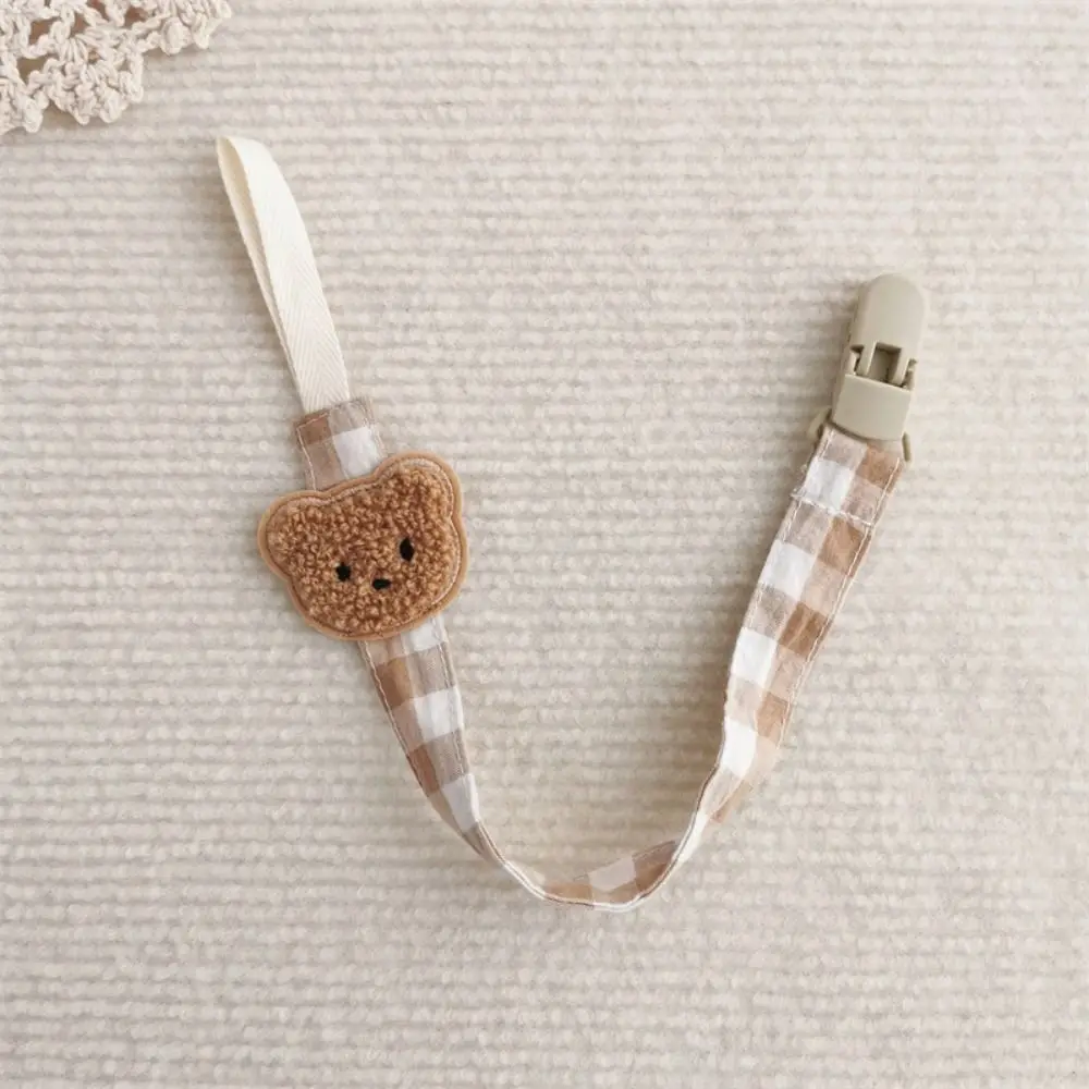 

Anti-lost Embroidery Baby Cloth Pacifier Chain Lattice Adjustable Soother Holder Dummy Clips Bear Nipple Holder Clips Baby