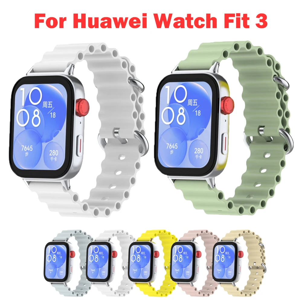 سوار سيليكون لساعة HUAOI fit 3 ، ملون ، محيط ، قابل للاستبدال ، إكسسوارات رياضية