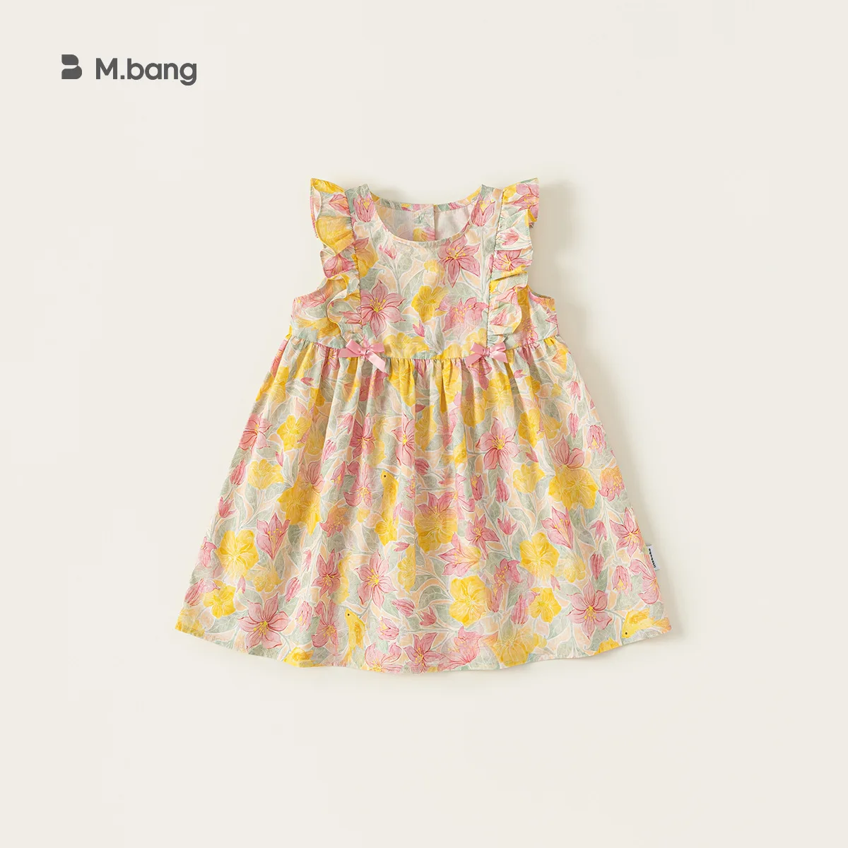 2026 New Kids Girls Summer Suitable Floral Dress Flutter Sleeve Print Young Kids Cotton Skirt