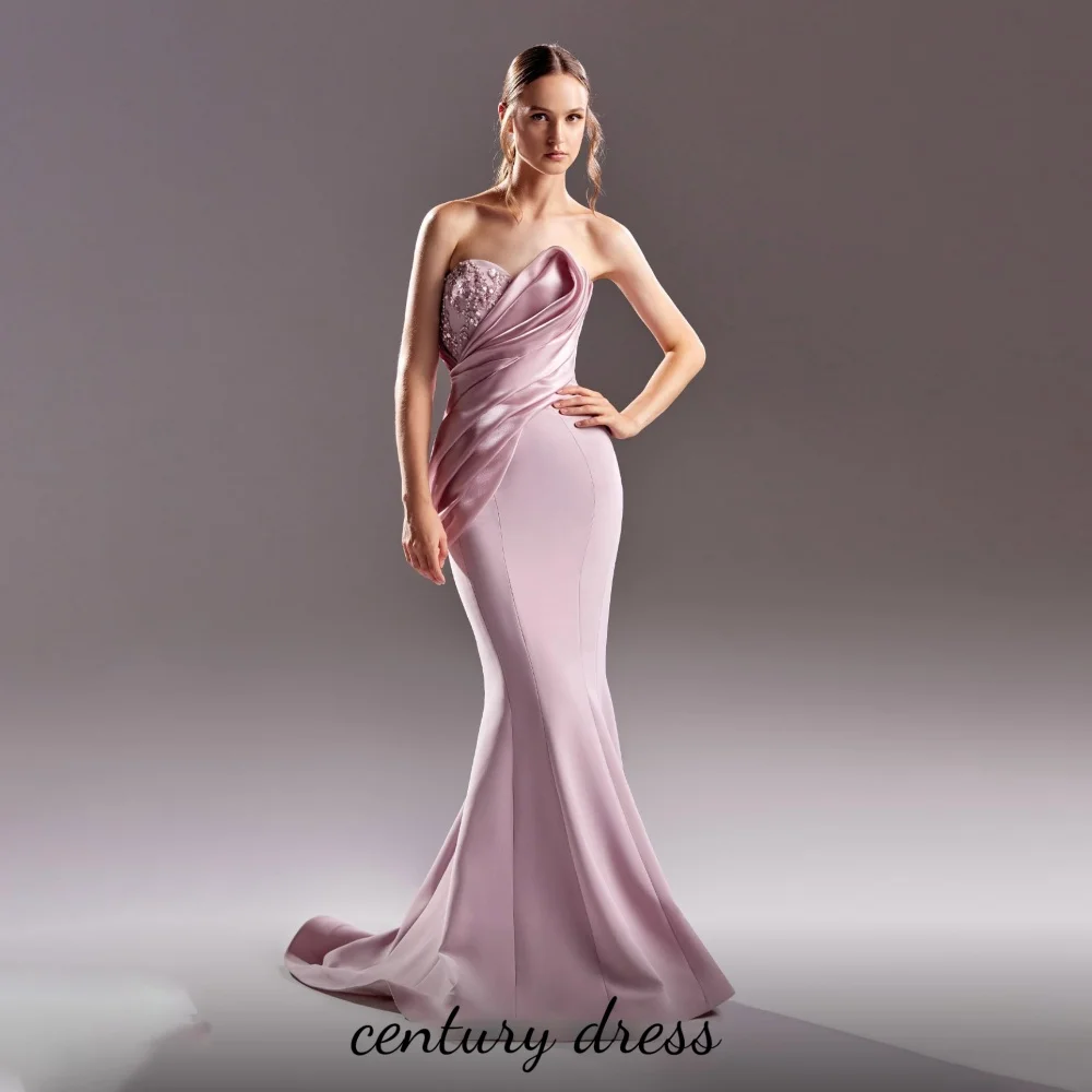 

Customized Sweetheart Ruched Women Prom Formal Dress Beading Evening Dress Mermaid Sleeveless Party Dress Women Evening Gown