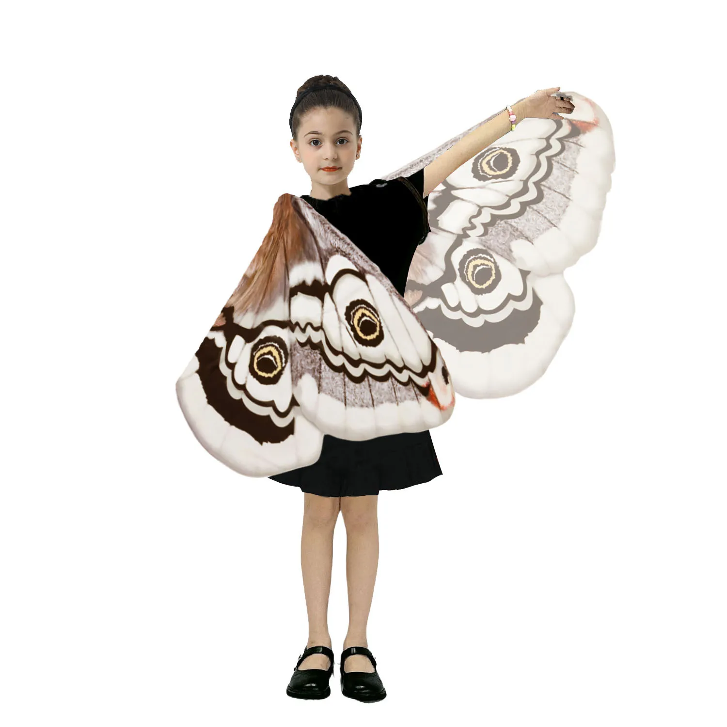 Kids Moth Wings Cape  Butterfly Costume Girl Dress Up Halloween Costumes Dancing Props Cosplay Accessory view 2