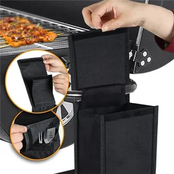1PC Outdoor Camping BBQ Utensils Storage Bag Foldable Black Fabric BBQ Stand Bag Outdoor Sport Survival Cookware Accessories