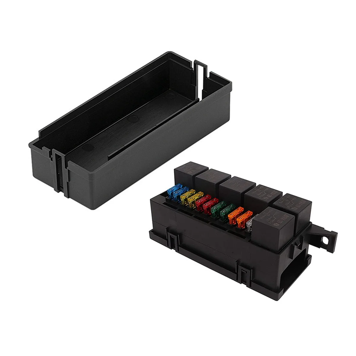 

11 Way Relay Fuse Block Holds Universal Waterproof Fuse Relay Box with 6 Relays and Metallic Pins Terminal