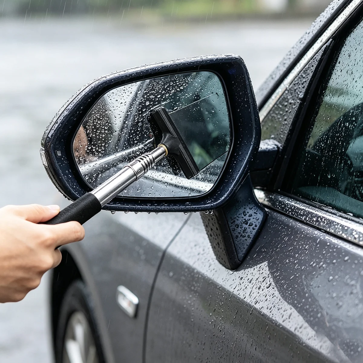 Scalable car rearview mirror wiper, window glass water removal wiper, car reversing mirror cleaning wiper