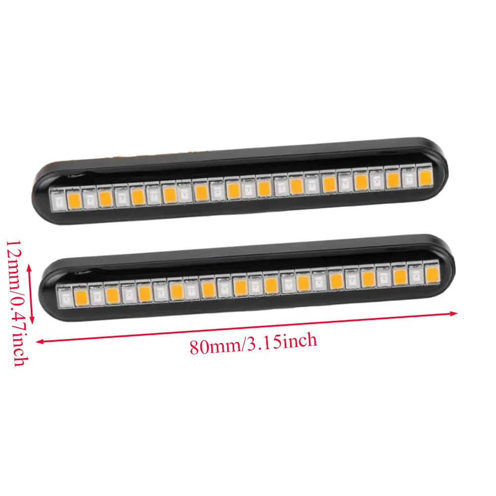 2 pçs tira de luz da motocicleta fluindo indicadores sinal volta universal 12v dc luzes da placa licença led volta freio luz da cauda