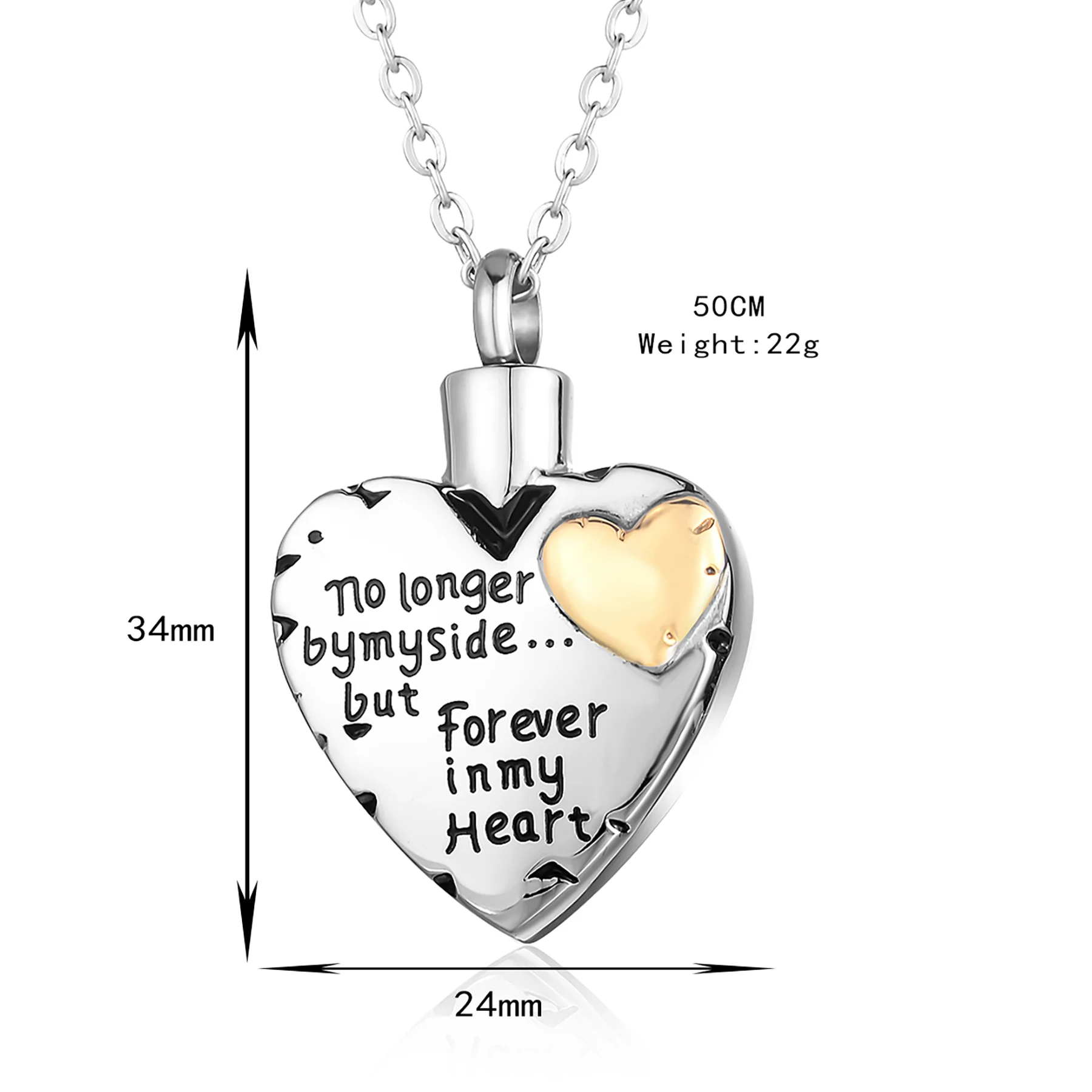 Fashion Cremation Jewelry Stainless Steel Heart Keepsake Ashes Necklace For Men Women or Pet Memorial Urn Pendant Necklace