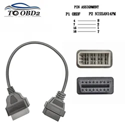 OBD2 Diagnostic Connector For Nissan 14Pin to 16Pin OBD2 Female Adapter Fits Nissan 14 Pin OBD OBD II