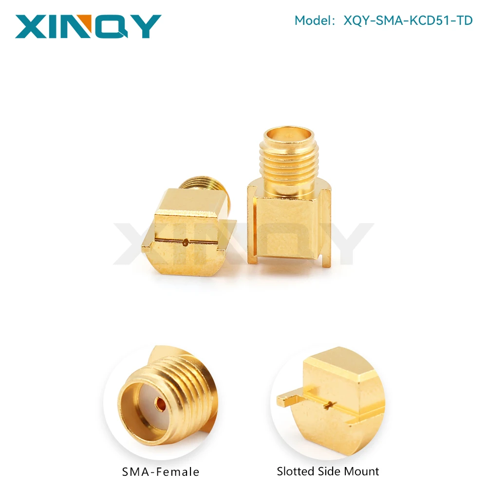 XINQY SMA-KCD SMA Female Jack RF Coaxial Connector, Side Mount Soldering for Slotted PCB, 26.5GHz