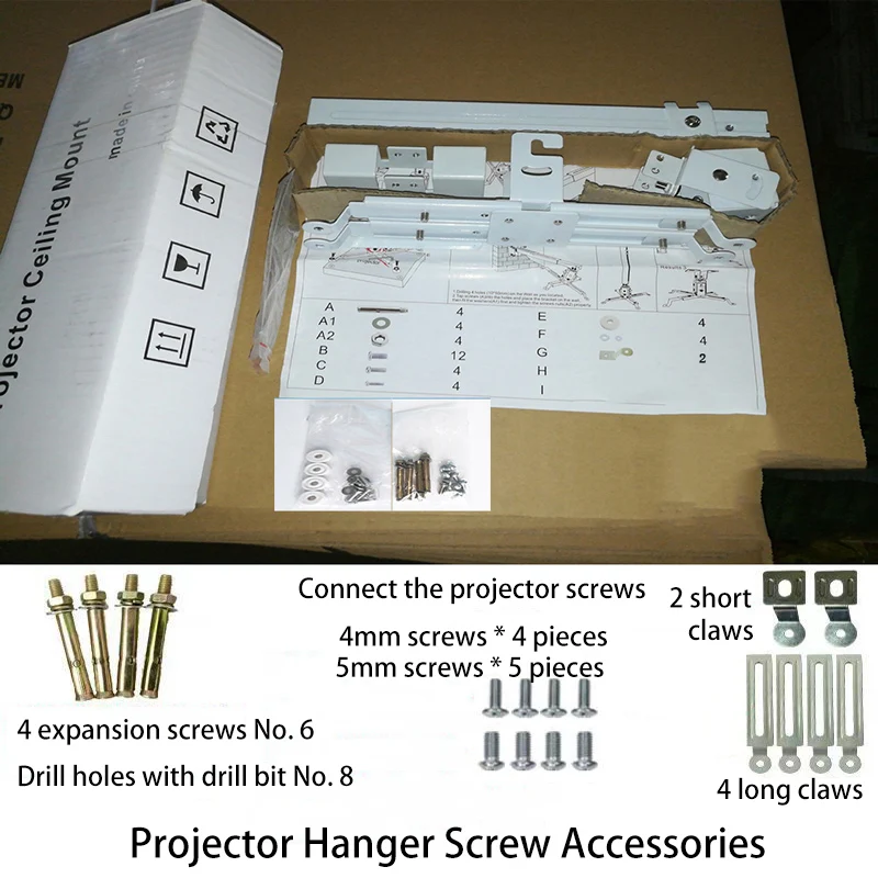 Thinyou 프로젝터 마운트 범용 스탠드 천장 조절 가능 확장형 신축성 마운트 벽 홀더 교수형 프로젝션 브래킷