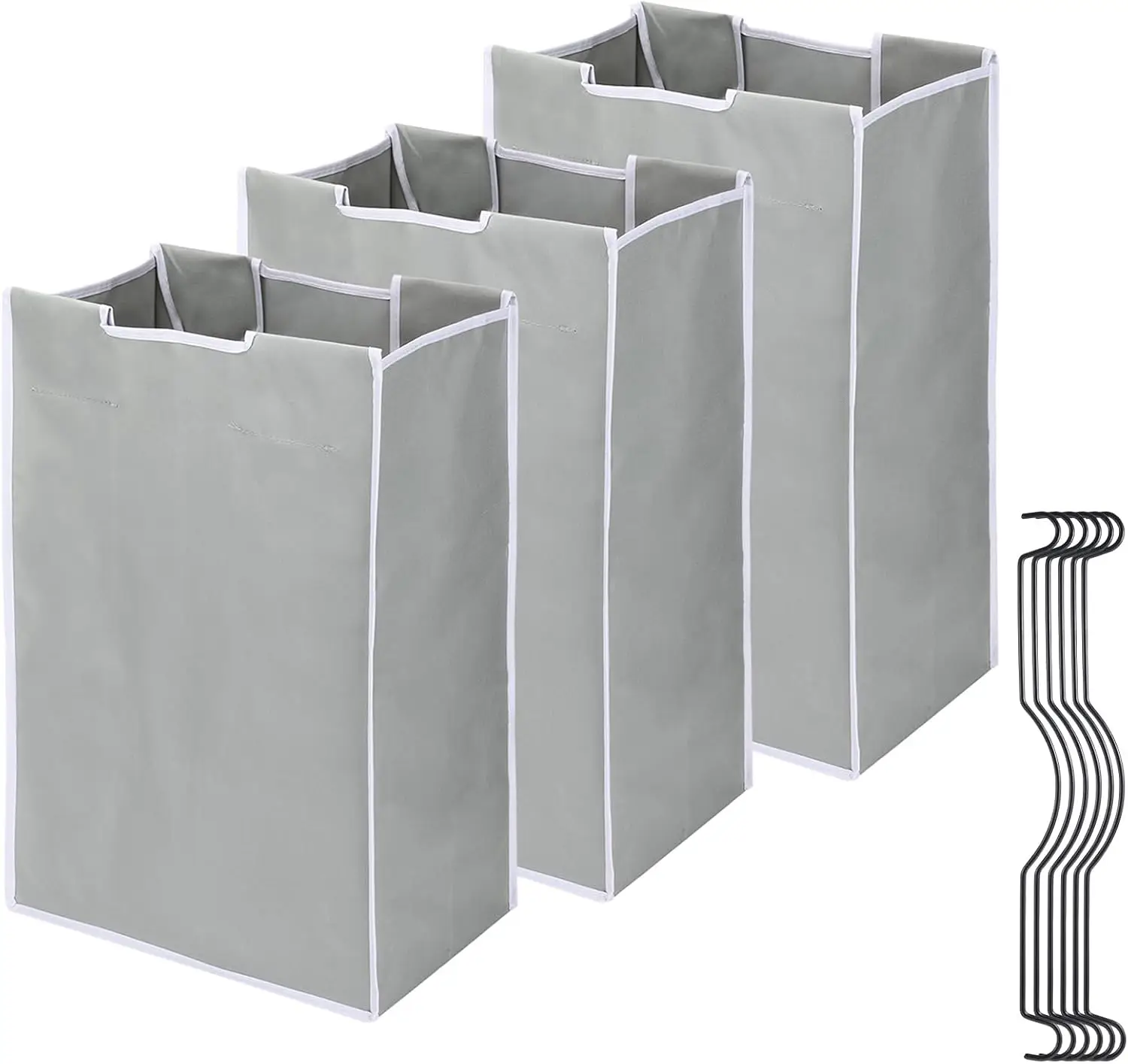 

3 Large Laundry Sorter Replacement Bags with Hangers and Handle, Durable Storage Organizer for Hamper Carts