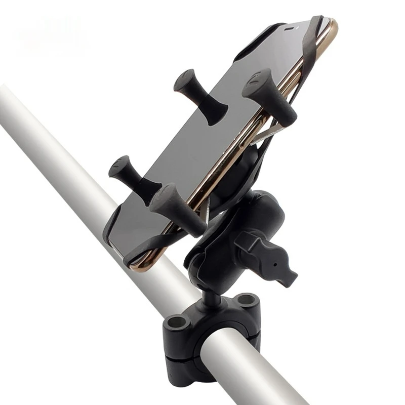 

Motorcycle Bike Handlebar Phone Mount with 9cm Double socket Arm and Pipe Clamp Compatible with Ram Mount B size Component
