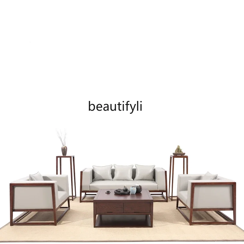 

zq New Chinese Sofa Villa Sofa Combination Modern Simple Model Room Zen Furniture