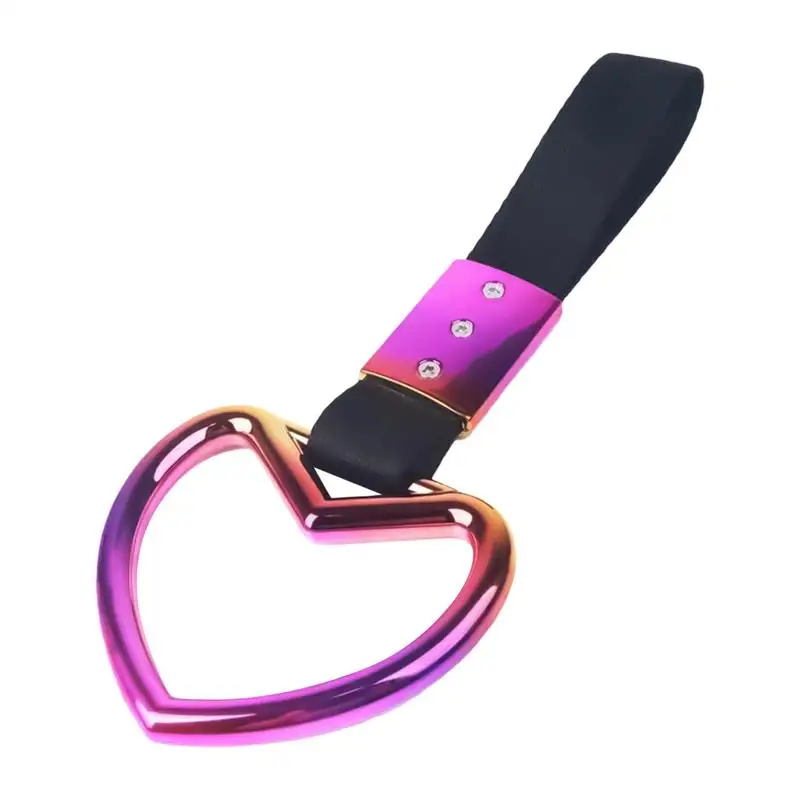 Ring Heart-Shaped Car Handle Strap Valentine Car Accessories Subway Bus Heart Handle Car Charm Decorative Bumper Warning Ring