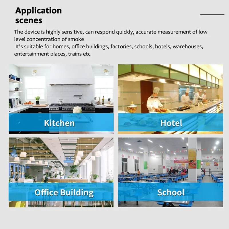 إنذار الغاز الذكي واي فاي إنذار السلامة الصوتية المكونات الأوروبية القياسية السلامة من الحرائق شاشة LCD رقمية عرض درجة الحرارة مناسبة للمنزل