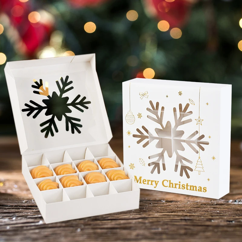 1/6Pcs Christmas Candy Cookie Boxes Snack Gift Packaging Decoration Kids Favors 2024 Christmas Party Supplies New Year 2025