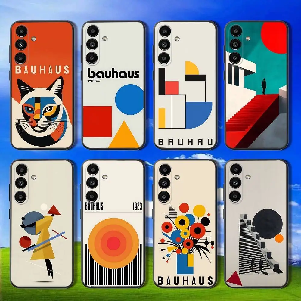 

Phone Case For Samsung Galaxy A13,A21s,A22,A31,A32,A52,A53,A71,A80,Geometric Bauhaus Art Soft Black Shell