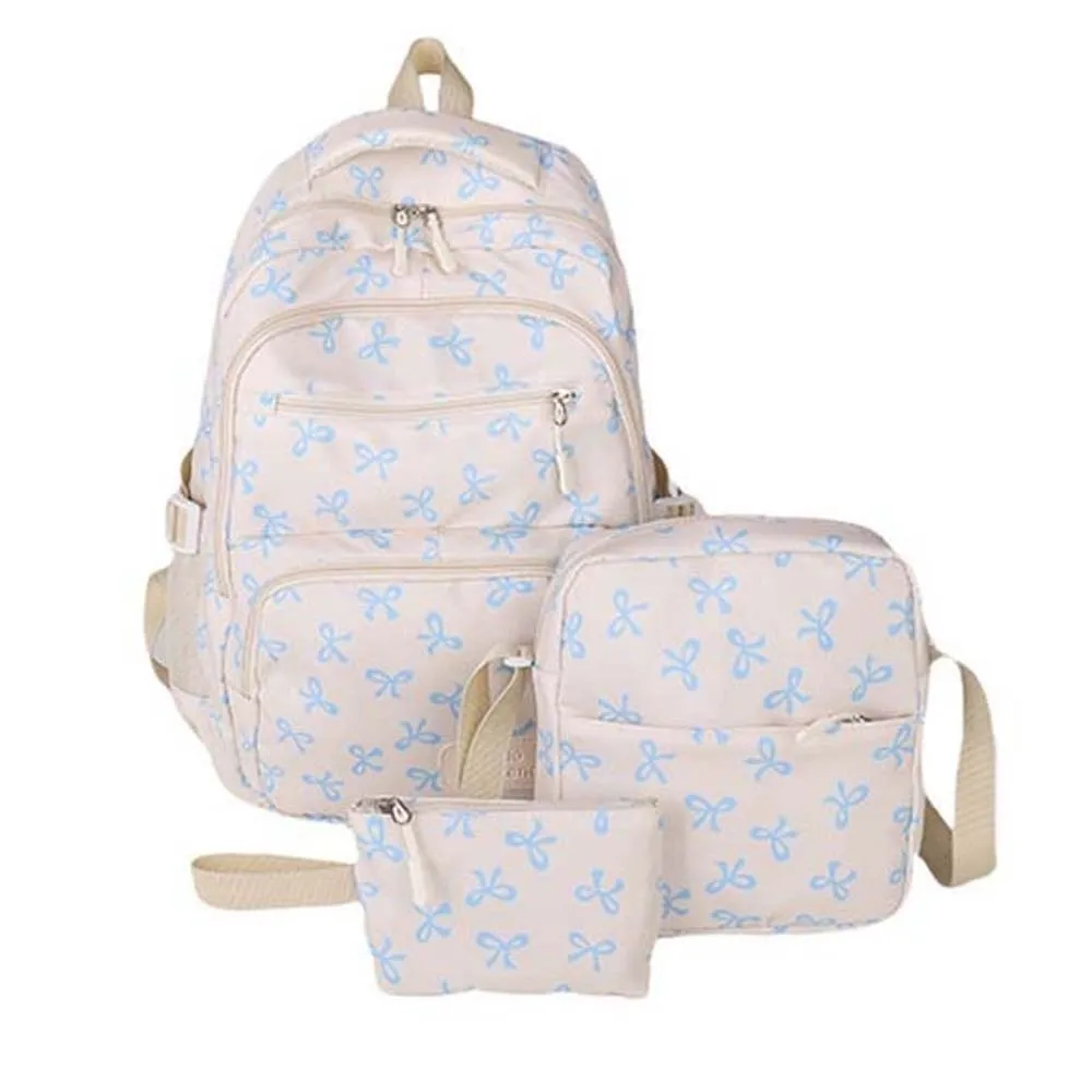 Tagesrucksack Dreiteiliges Schultaschen-Set Große Kapazität Lässiger Nylon-Schulrucksack mit Schleife Feste Gurtband-Umhängetasche Schultasche für Schüler – Detail 8