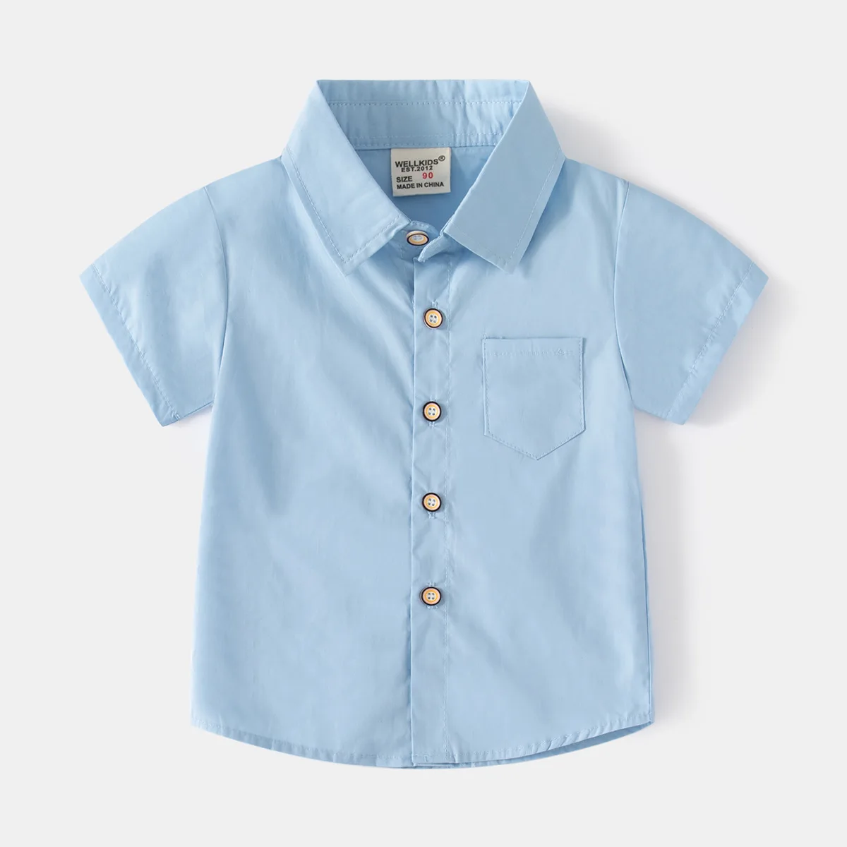 2024 Summer New Fashion Boys' Solid Color Simple Short-Sleeve Shirt, Casual Cotton Top for Kids, Ages 3-8, Available in 6 Colors