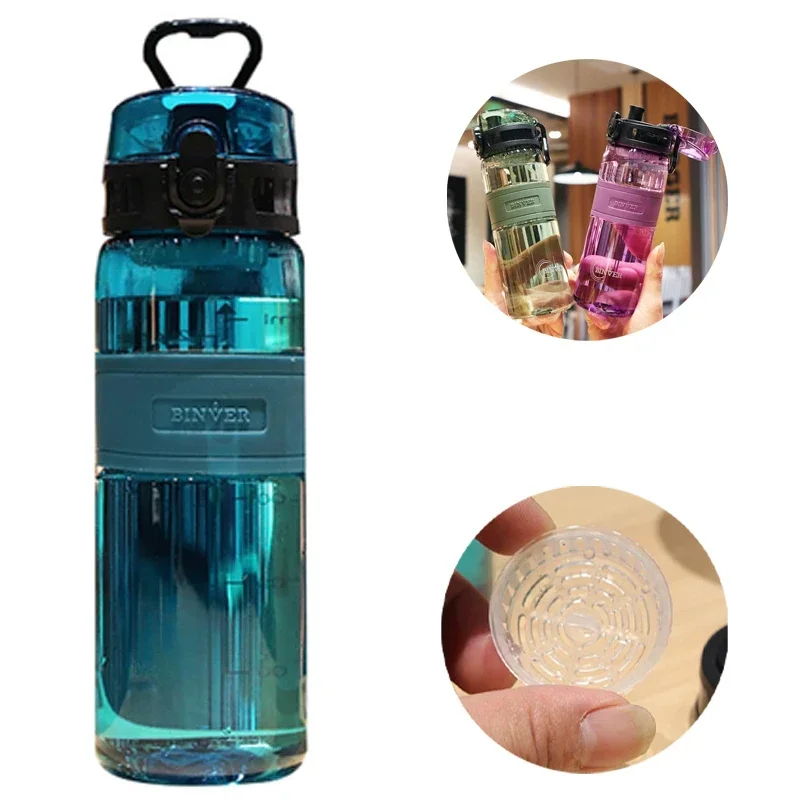 Sports Water Bottle with Tea Filter Portable BPA Free Leak-proof Plastic Drinkware Transparent Cup for Tour Outdoor Activities