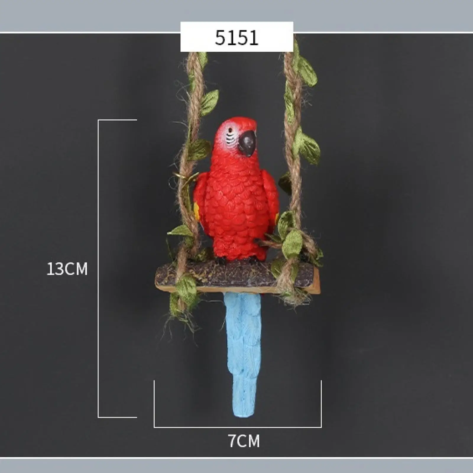 Figurka papugi, wisząca rzeźba papugi, ozdoba papugi z żywicy, wisząca statuetka papugi do dekoracji trawnika na zewnątrz stawu domowego
