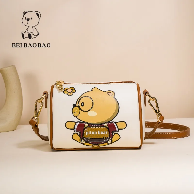 

Beibaobao Women's Bag Cartoon Cute Bear Western Style Bag 2024 New Casual Fashion Shoulder Bags Versatile Women's Crossbody Bag