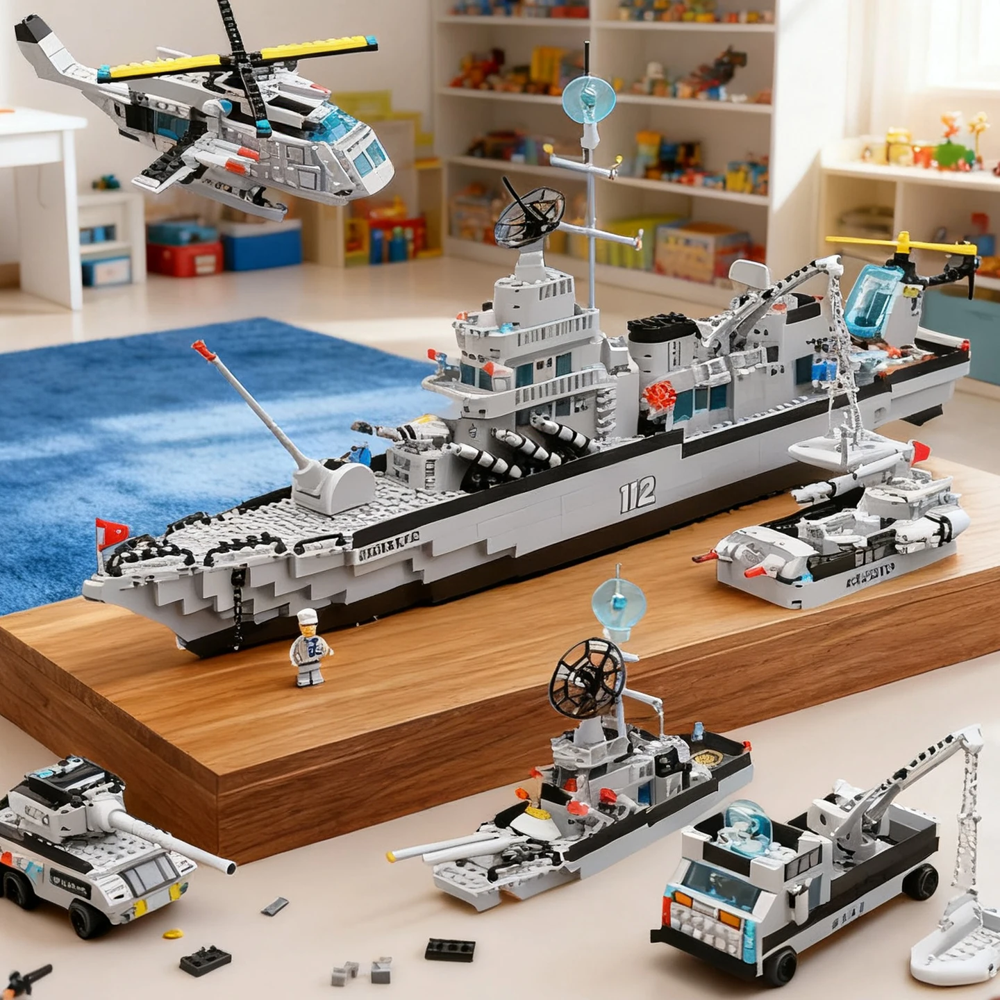 

6 in 1 Navy Warship Building Blocks, 1560PCS Military Army Ship Model Set, Educational Construction Toy Gift for Boys Kids