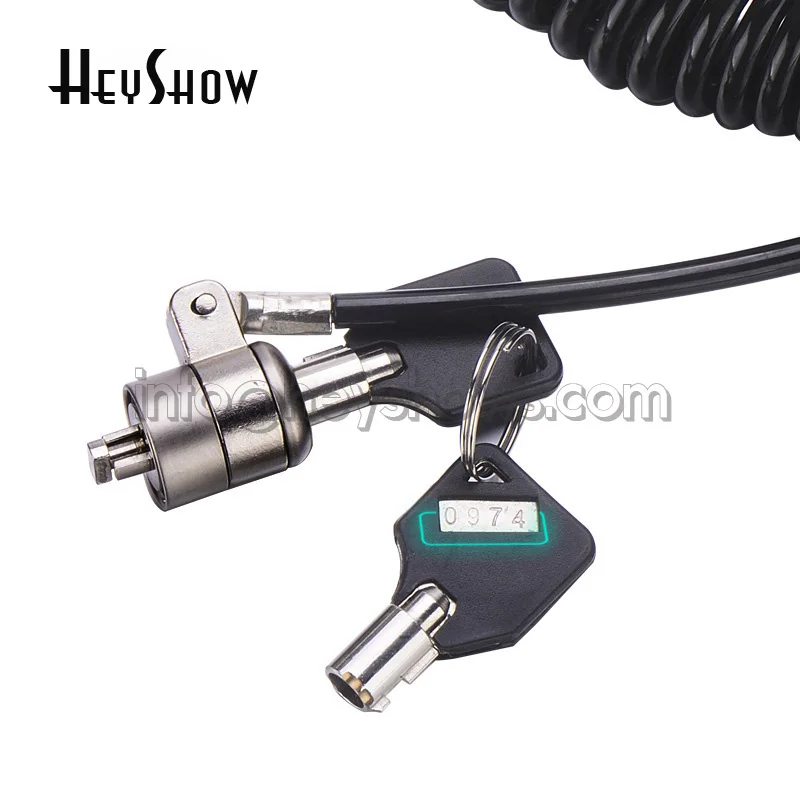 Universal Spiral Steel Wire Laptop Lock Coil Black Computer Security Cable Notebook Anti-Theft Rope with Keys Spring Cord