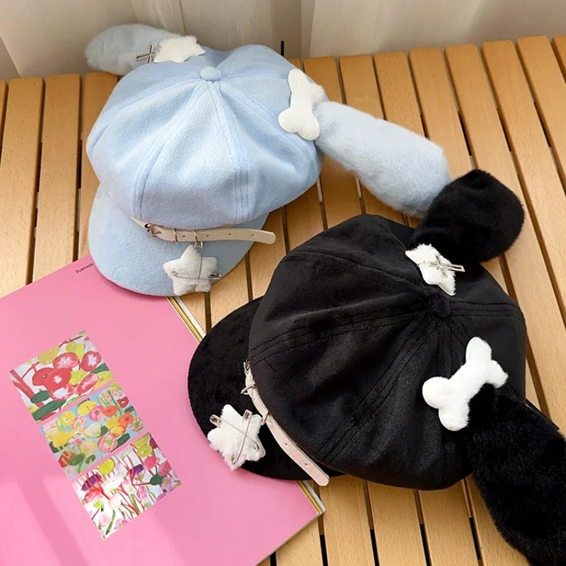 Original Niche Cute Rabbit Ears Plush Berets Cap Y2k Autumn  display picture 3