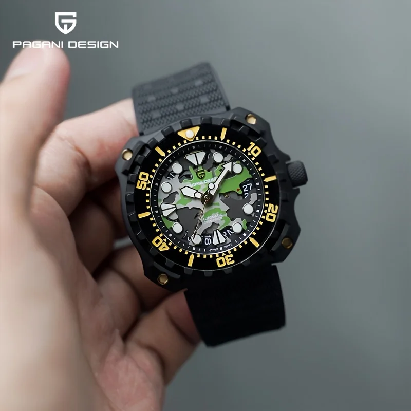 

PAGANI DESIGN подарочный набор военные мужские механические часы модные автоматические часы с камуфляжным циферблатом 200 м спортивные часы для дайвинга