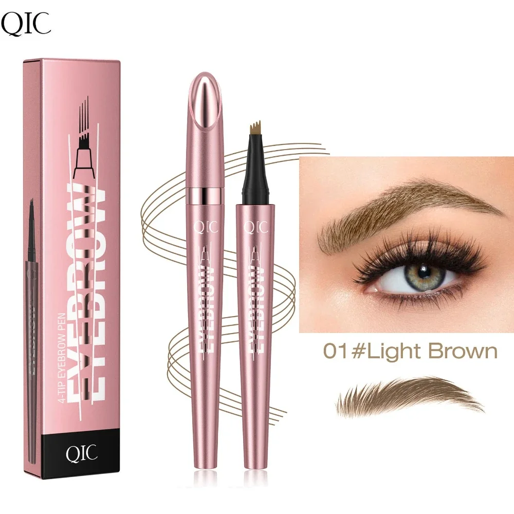 Matita per sopracciglia a quattro punte in oro rosa, matita per sopracciglia con acqua selvatica, matita per sopracciglia liquida impermeabile e senza sbavature a lunga durata