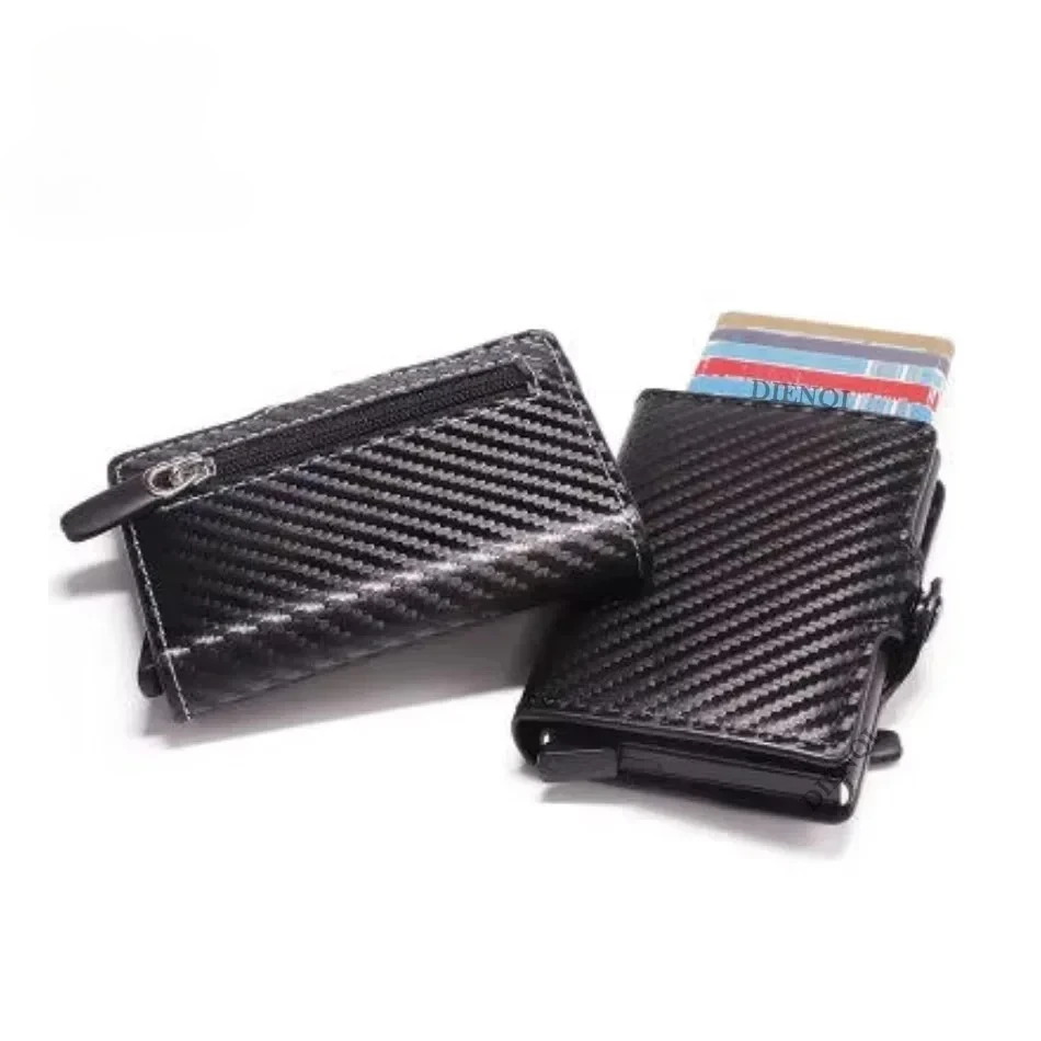Blocking Credit Card Holders Money Clip Wallet Luxury Men Vallet Leather Metal Business Bank Cardholder Case Bifold Wallet