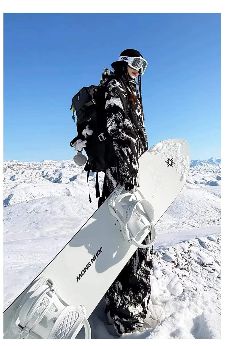 John Snow Unisex Streetwear Graffiti-Print Skijacke & Skihose mit Taped-Seams, Wasserdicht, für Snowboard, Winter, Outdoor, Schneebekleidung – Detail 16