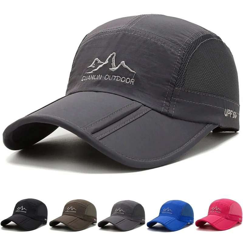 Quick-Drying Mesh Embroidered Baseball Cap for Adult Teen Foldable Hiking Caps Hat Men Women Sun Protection Outdoor Sports Cap