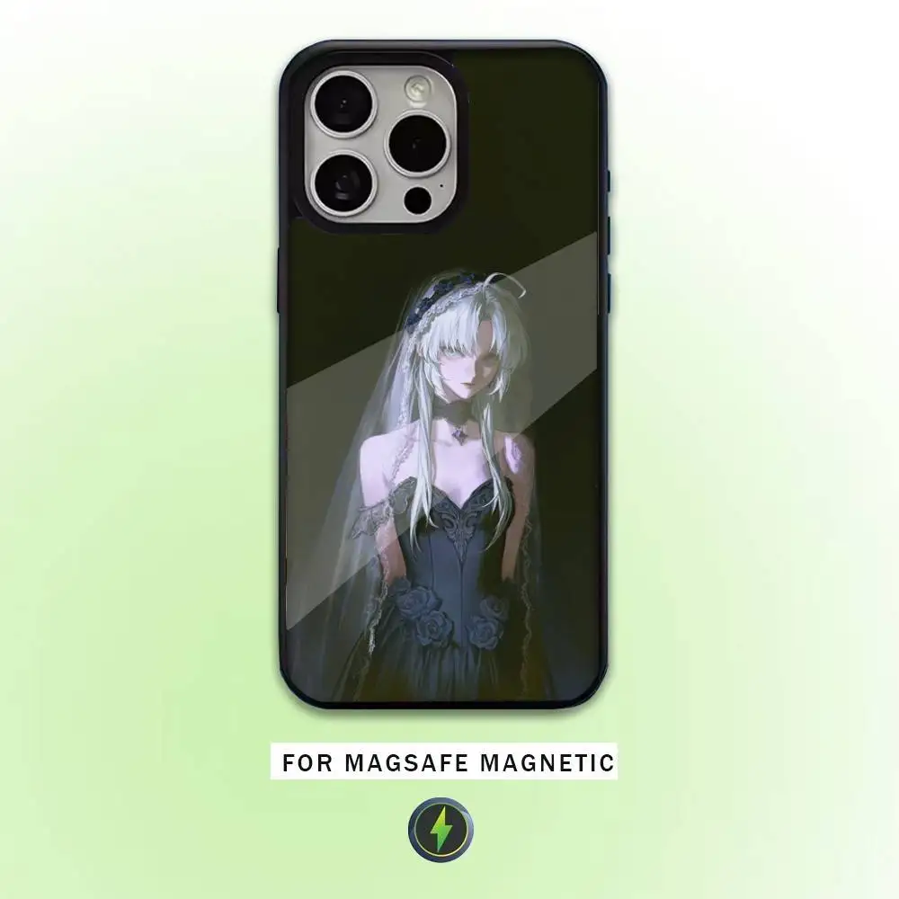 Casing Ponsel W-Wuthering Waves C-Carlotta Untuk iPhone17,16,15,14,13,12,11 Plus,Pro Max Magnetik Untuk Pengisian Daya Nirkabel Magsafe